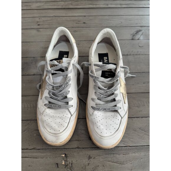 GOLDEN GOOSE Ball Star Sneakers Gold Star White Leather Size 38 8 - Picture 3 of 10